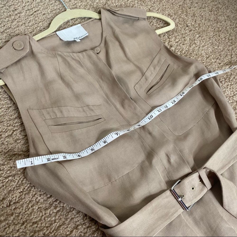 3.1 Phillip Lim Tan Sleeveless Linen Belted Twill Shirt Dress - Size 2 - Picture 7 of 11